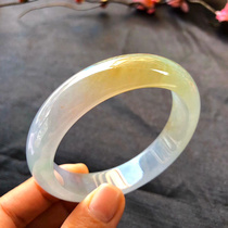 Natural Burmese ice species floating yellow jade bracelet round bar old pit a cargo imperial concubine yellow jade bracelet pendant with certificate