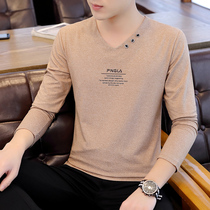 T-shirt mens long sleeves thin spring and autumn trend inside base shirt mens autumn clothes one-piece jacket students casual wear