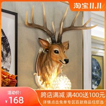 American wall lamp living room background wall retro lamp personality creative fortune deer headlight decoration corridor staircase aisle lamp