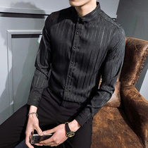 Spring and Autumn Striped Handsome Business Dress Long Sleeve Shirt Men Korean Trend Joker Leisure Slim Shirt