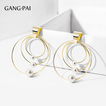 Silver pin ring ring big earrings female temperament Korean exaggerated earrings 2021 New Tide Net red suitable for winter season ear ornaments