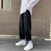 Rui Shuai Hong Kong wind straight casual pants men Korean version of the trend loose handsome Joker nine-point tooling pants men ins tide