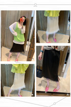 BORAKOO Korea East Gate Summer 2 color ~ black white ~ pearlescent satin lace skirt skirt