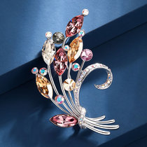 Brooch female Korean wheat ear elegant corsage minimalist Austrian accessories high-end coat pin flower decorations