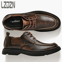 Inner height-increasing tooling trendy mens shoes big head leather shoes Chelsea low-top Martin cowhide boots mens retro summer