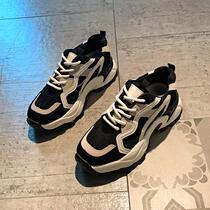 Tide Card Tennis Red Old Daddy Shoes Women Genuine Leather 2022 Spring Autumn Season New 100 Hitch Plate Thickness bottom heightening sports casual shoes