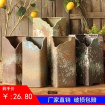 Vintage cut square basin coarse pottery breathable green planting Garden flowers desktop balcony green flower planter