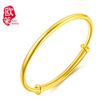Gold push-pull bracelet 999 pure gold simple aperture plain living mouth adjustable bracelet womens glossy plain circle bracelet