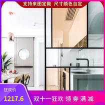 Nordic Net red stainless steel Changhong glass tea color splicing screen living room kitchen bathroom partition barrier barrier
