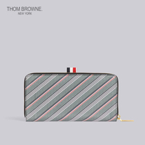 THOM BROWNE Male And Female Identical 2022 Early Spring Striped Canvas Zipped Wallet