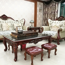 Solid wood genuine leather short stool Home Xuan Guan Swap Shoes Stool Children Creativity Small Stool Square Tea Table Living-room Sofa Stool