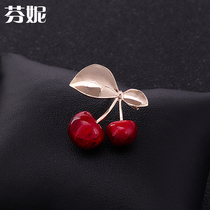 Japanese and Korean mini Cherry pin temperament Joker Korean womens small collar pin brooch jacket suit badge accessories