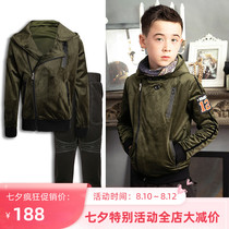 Lveney winter regular class B Le Wenxi new product boys British fashion zipper polyester cotton hooded jacket junior