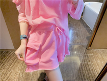 BORAKOO Korea East Gate 19 Shara self-retention ~ Barbie pink pocket drawstring elastic waist shorts