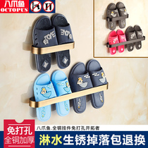 Bathroom slippers shelf wall-mounted non-perforated storage rack Home bathroom door rear toilet sticky shoe rack