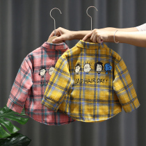Boys autumn and winter plus velvet shirt 2020 new foreign style cotton 1-5 years old baby children thick warm shirt tide 3