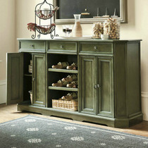 JSM American country solid wood sideboard French vintage old wine cabinet dark green storage dish cabinet