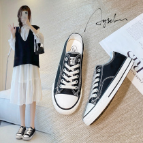 Canvas shoes women 2021 New Wild Korean version of ulzzang flat ins tide cloth shoes black board shoes