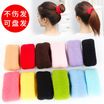 Headwear High Stretch Towel Hairband No Seams Thickened Leather Band Large Twig Hair Pony Tail Head Rope Black