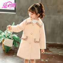Girls cotton wool coats Autumn and winter wear thick single-breasted gold mink tweed coats in the big boy tweed warm coat