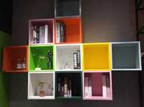 Custom set of cupboards checkered Colored Panes Display Cabinet Children Bookcase Hops Jumps Color Wine Cabinet Shelve