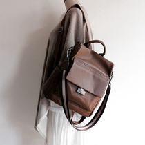 Gustson Genuine Leather Double Shoulder Bag Head Layer Cow Leather Girl Bag Soft Leather Han Version Backpack New Casual Large Capacity Single Shoulder Bag