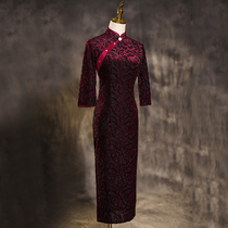 Cheongsam mother dress wedding banquet 2021 new high-end mother-in-law large size dress long retro dress autumn dress