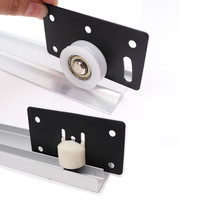 Slotted-free wardrobe door track Cabinet door push-pull pulley Sliding door hanging rail chute Light silent track accessories