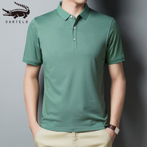 Crocodile T-shirt men summer short sleeves loose tip pure colour ice-sensitive business leisure ice-wire shirt polo shirt