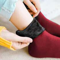 Snow socks women plus velvet padded snow warm floor socks autumn and winter middle tube home socks men and women couples warm socks