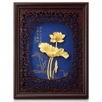 24k Three-dimensional gold foil painting lotus flower modern living room simple decorative painting creative home accessories hanging painting mural