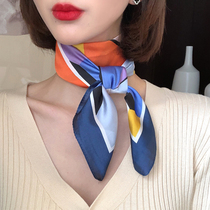 Silk scarf womens small square towel ins Korean fashion wild-style stewardess scarf Retro net red headscarf spring and autumn thin section