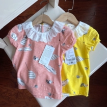 11021029 lotus leaf collar girl short sleeve T-shirt cotton round neck t-3 29