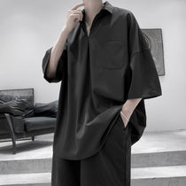 Summer boomer short sleeve shirt mens Korean version trendy relaxation casual shirt-ruffling yuppies 100 hitch 50% sleevs