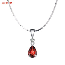 Stone Notes Garnet Silver Necklace Women choker Accessories Birthday Gifts Pendant Necklace