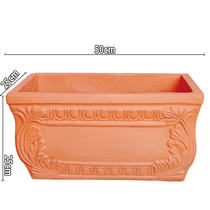 Large rectangular plain red earth pottery pot Flower pot Leaf pattern landscape Coarse pottery outdoor garden