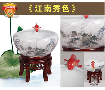 Jingdezhen ceramic automatic circulation filter water spray goldfish tank aquarium Feng Shui living room decoration ornaments