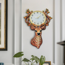 Deer Head Hanging Bell Nordic Wall Decoration Living Room Personality Creative Clock Home Background Wall Art Clock Wall Clock