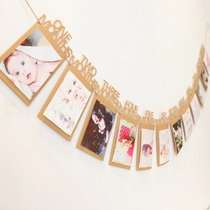 Male and female baby year-old decoration birthday flower photo album Photo frame flag childrens birthday party decoration supplies