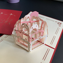 3D Lenticular paper carving paper cut greeting card creative Ferris Wheel handmade DIY Birthday wish Thank you Thank you gift card