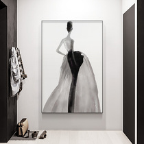 Corridor porch decorative painting black and white gray fashion figure back hanging painting modern aisle background wall decoration mural