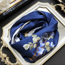 Pure Hand Embroidered Mulberry Silk Scarves < Blue Creek Water through > Warm Gift Embroidery Genuine Silk