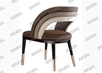 Light luxury Nordic dining chair designer sample room Leisure chair Bookchair American leather wooden chair household backing chair