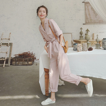 Sandro Moscoloni jumpsuit womens 2021 summer new fashion all-match waist thin tooling trousers