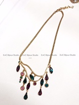 Big Name Designer 24k Gold Plated High Order Flow Colorful Crystal Necklace
