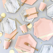 Picnic party theme tableware set Disposable paper plate Cake plate Birthday party bronzing plate