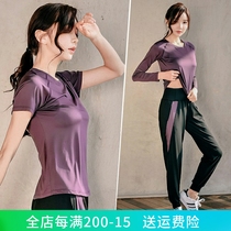 Fitness Suit Woman Loose BIG CODE FAT MM PROFESSIONAL RUNNING SPEED DRY YOGA SPORTSWEAR SPORTS SUIT WOMEN SUMMER SHORT SLEEVES