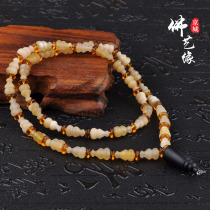 Natural white donkey hooves Tibetan Buddha beads carving gourd beads Qinghai horseshoe hand string with fish grain scattered beads