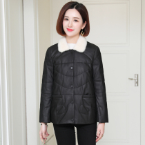 zqqz leather down jacket female mink fur collar 2020 winter New thick sheepskin leather jacket D109