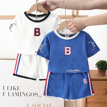 2021 Summer boy Short sleeves Pure cotton suit Children Summer clothes Two sets in Child Han version Yangqi Boy handsome